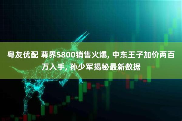 粤友优配 尊界S800销售火爆, 中东王子加价两百万入手, 孙少军揭秘最新数据